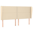 sengegavl med kanter 183x23x118/128 cm stof cremefarvet