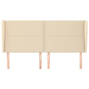 sengegavl med kanter 183x23x118/128 cm stof cremefarvet
