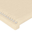 sengegavl med kanter 183x23x118/128 cm stof cremefarvet