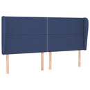 sengegavl med kanter 203x23x118/128 cm stof blå