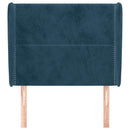 sengegavl med kanter 83x23x118/128 cm fløjl mørkeblå