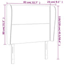 sengegavl med kanter 83x23x118/128 cm fløjl mørkeblå