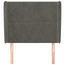 sengegavl med kanter 93x23x118/128 cm fløjl mørkegrå