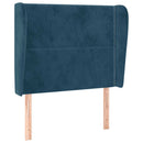 sengegavl med kanter 93x23x118/128 cm fløjl mørkeblå