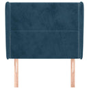 sengegavl med kanter 93x23x118/128 cm fløjl mørkeblå