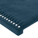 sengegavl med kanter 93x23x118/128 cm fløjl mørkeblå