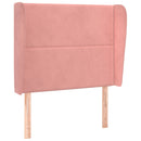 sengegavl med kanter 93x23x118/128 cm fløjl lyserød