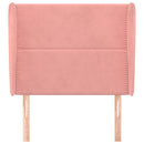 sengegavl med kanter 93x23x118/128 cm fløjl lyserød