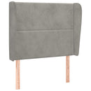 sengegavl med kanter 103x23x118/128 cm fløjl lysegrå