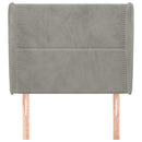 sengegavl med kanter 103x23x118/128 cm fløjl lysegrå