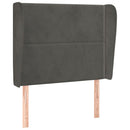sengegavl med kanter 103x23x118/128 cm fløjl mørkegrå