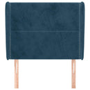 sengegavl med kanter 103x23x118/128 cm fløjl mørkeblå