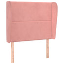 sengegavl med kanter 103x23x118/128 cm fløjl lyserød