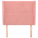 sengegavl med kanter 103x23x118/128 cm fløjl lyserød