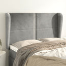 sengegavl med kanter 147x23x118/128 cm fløjl lysegrå