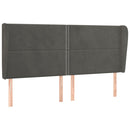 sengegavl med kanter 163x23x118/128 cm fløjl mørkegrå