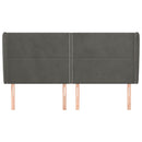 sengegavl med kanter 163x23x118/128 cm fløjl mørkegrå