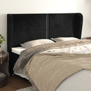 sengegavl med kanter 163x23x118/128 cm fløjl sort