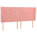 sengegavl med kanter 163x23x118/128 cm fløjl lyserød