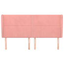 sengegavl med kanter 163x23x118/128 cm fløjl lyserød