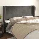 sengegavl med kanter 183x23x118/128 cm fløjl mørkegrå