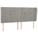sengegavl med kanter 203x23x118/128 cm fløjl lysegrå