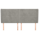 sengegavl med kanter 203x23x118/128 cm fløjl lysegrå