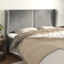 sengegavl med kanter 203x23x118/128 cm fløjl lysegrå