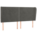 sengegavl med kanter 203x23x118/128 cm fløjl mørkegrå