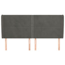sengegavl med kanter 203x23x118/128 cm fløjl mørkegrå