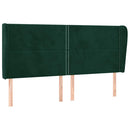 sengegavl med kanter 203x23x118/128 cm fløjl mørkegrøn