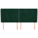 sengegavl med kanter 203x23x118/128 cm fløjl mørkegrøn