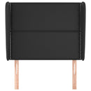 sengegavl med kanter 93x23x118/128 cm kunstlæder sort