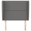 sengegavl med kanter 93x23x118/128 cm kunstlæder grå