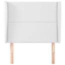 sengegavl med kanter 103x23x118/128 cm kunstlæder hvid