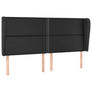 sengegavl med kanter 203x23x118/128 cm kunstlæder sort