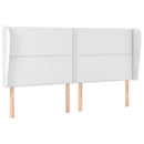 sengegavl med kanter 203x23x118/128 cm kunstlæder hvid