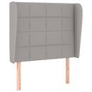 sengegavl med kanter 83x23x118/128 cm stof lysegrå