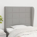 sengegavl med kanter 83x23x118/128 cm stof lysegrå