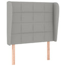 sengegavl med kanter 93x23x118/128 cm stof lysegrå