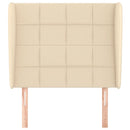 sengegavl med kanter 93x23x118/128 cm stof cremefarvet