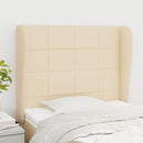 sengegavl med kanter 93x23x118/128 cm stof cremefarvet