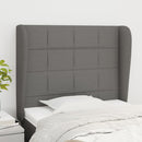 sengegavl med kanter 103x23x118/128 cm stof mørkegrå