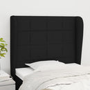 sengegavl med kanter 103x23x118/128 cm stof sort