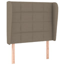 sengegavl med kanter 103x23x118/128 cm stof gråbrun