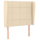 sengegavl med kanter 103x23x118/128 cm stof cremefarvet