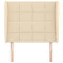 sengegavl med kanter 103x23x118/128 cm stof cremefarvet