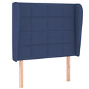 sengegavl med kanter 103x23x118/128 cm stof blå