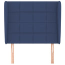 sengegavl med kanter 103x23x118/128 cm stof blå