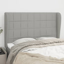 sengegavl med kanter 147x23x118/128 cm stof lysegrå